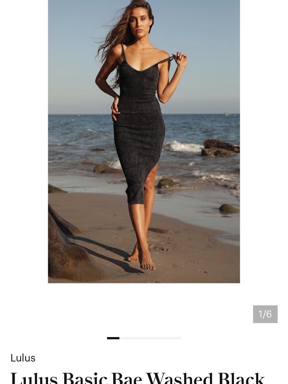 Lulu's Washed Black Midi Bodycon Dress with Side Slit